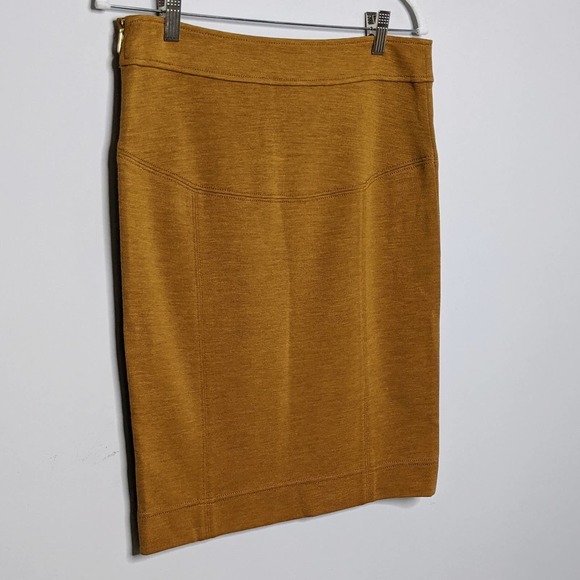 TORY BURCH • Yellow Spice Beverly Wool Blend Knit Pencil Skirt Sz Small - Picture 3 of 8